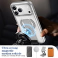 thumbnail image 4 of for iPhone 14 Plus Magnetic PU Leather TPU Case Stand Bracket Ring Hand Strap, Compatible with MagSafe, Luxury Shockproof Slim Translucent Frosted Phone Case for iPhone 14 Plus, Gray, 4 of 10