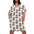 thumbnail image 1 of Vestido holgado con bolsillos y peonías rosas coral con estampado botánico vintage para mujer, vestidos de fiesta para mujer, vestidos de mujer, 1 of 7
