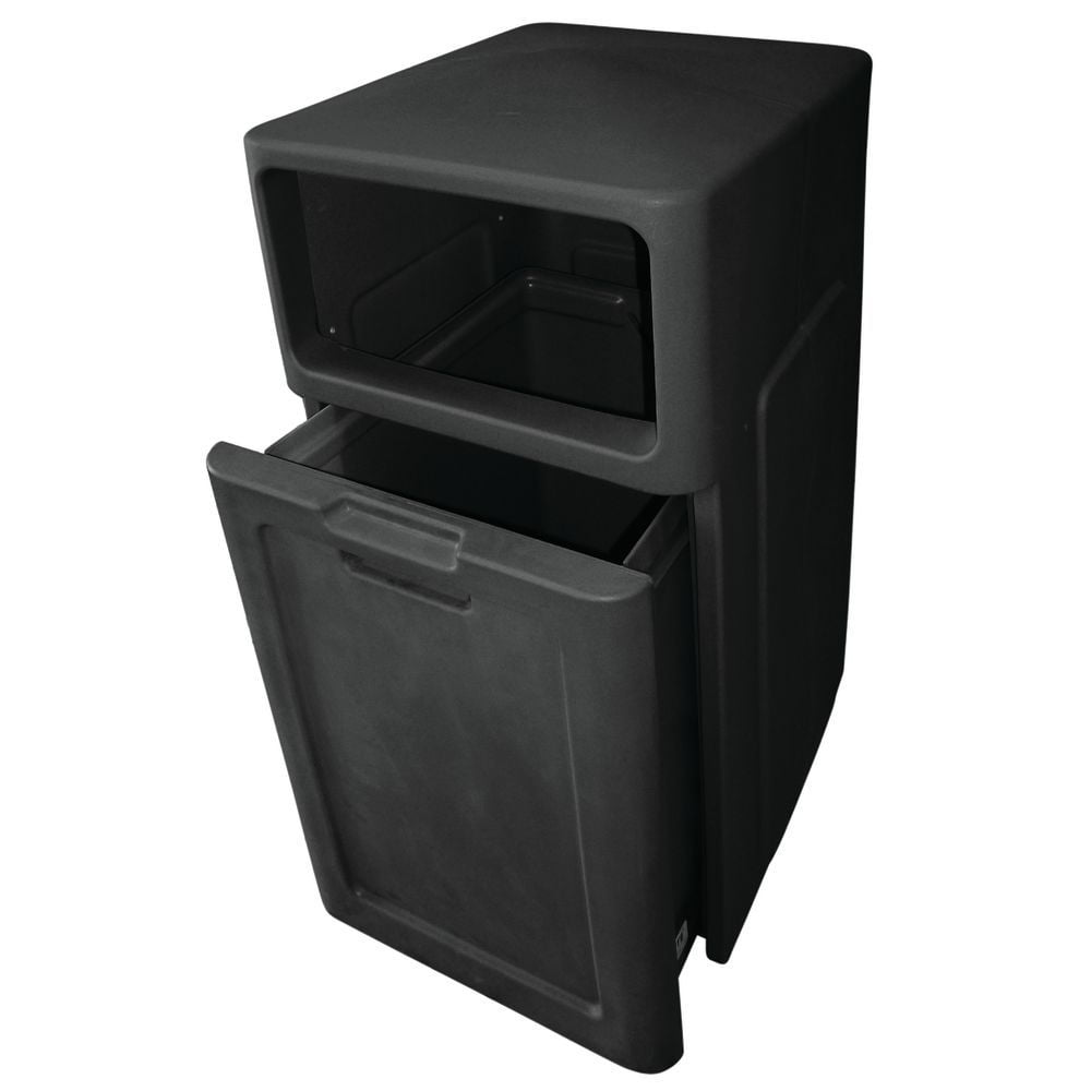 HUBERT Trash Receptacle Garbage Can 42 Gallon Black Plastic 26"L x 20