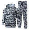 thumbnail image 5 of Havenx Camouflage Print Tracksuit for Men Long Sleeve Drawstring Fleece Hoodie and Elastic Waist Jogger Pants Sets with Pockets Sweatsuit Outfits Active Jogging Gym Soft Breathable Suits,Gray XL, 5 of 5
