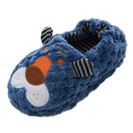 

Penkiiy Toddler Slippers Toddler Infant Kids Baby Warm Shoes Boys Girls Soft-Soled Slippers Dark Blue Slippers
