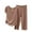 Brown, variant on Chbgutlmr 2 Piece Sets for Women Summer Scoop Neck Short Sleeve Tops Straight Leg Pants Ruffle Pajamas Outfits