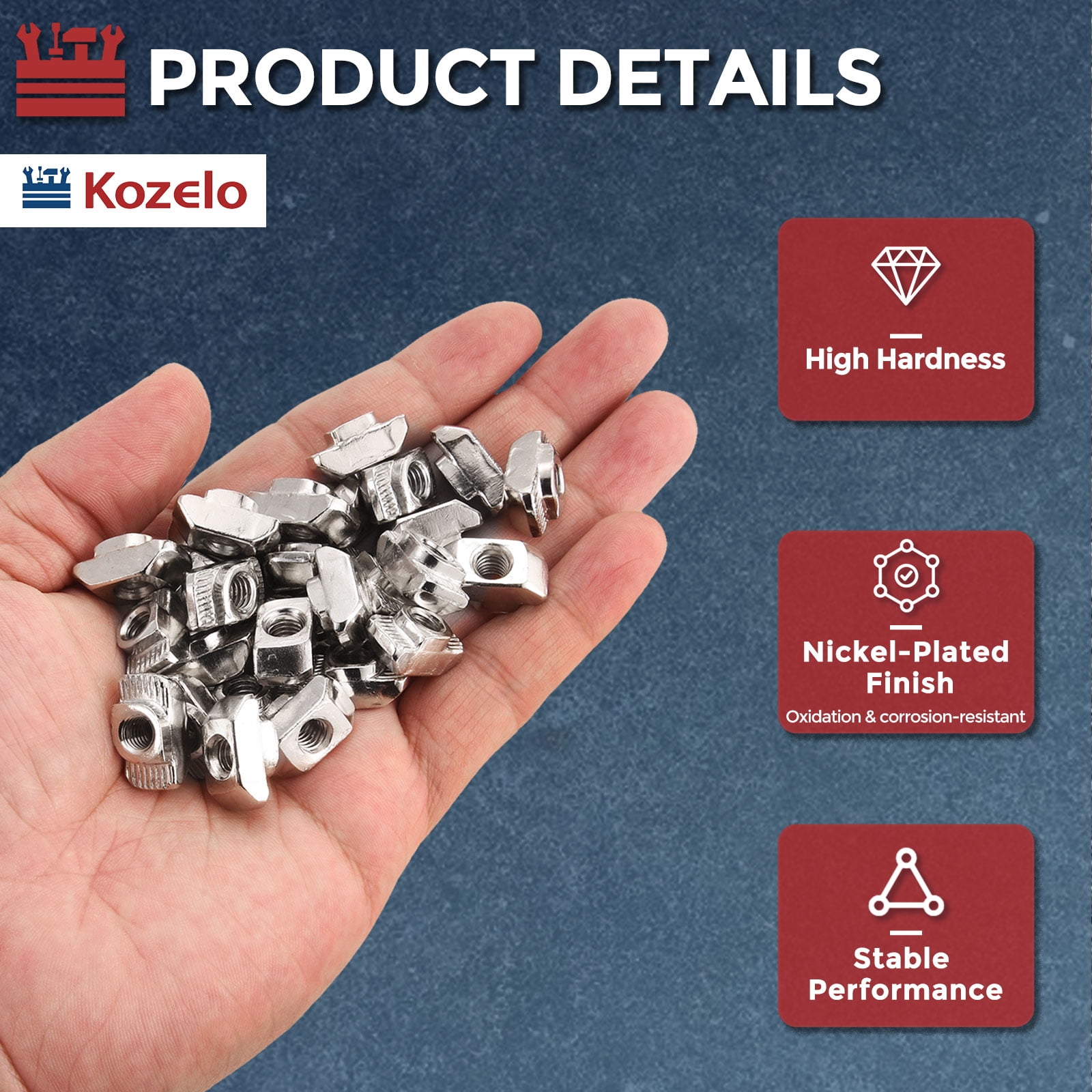 Uxcell 100 Pcs t Slot Nuts -[M3-0.5] 4040 Series t Nuts Nickel Plated Carbon Steel for Aluminum Extrusion Profile Hardware Accessories, Silver