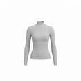 thumbnail image 2 of Ambar Women's Mock Neck Long Sleeve Slim Fit Ribbed Knit Top, Grey,L - US, 2 of 5