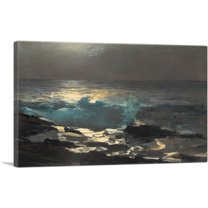 ARTCANVAS Moonlight - Wood Island Light 1894 Canvas Art Print by Winslow Homer - Size: 18" x 12" (0.75" Deep)