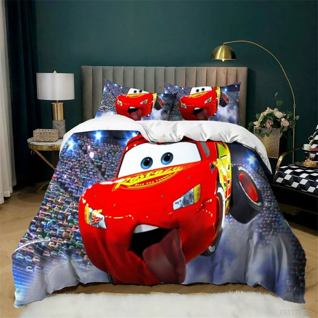 Graphic Lightweight Duvet Cover Set 3 Pcs,Lightweight Comforter Set Classic Bedding Set Soft All-Season Quilt Cover Cars