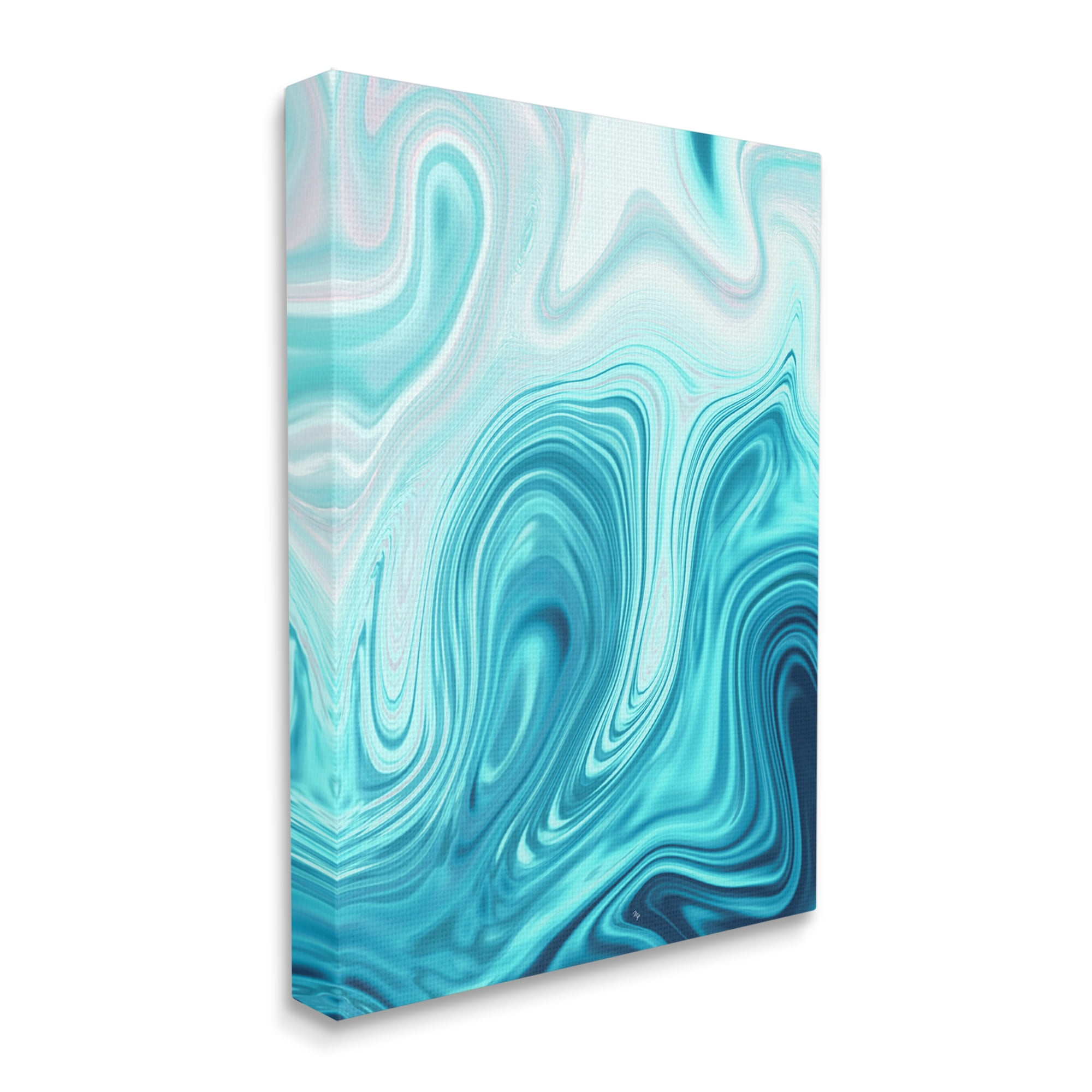 Stupell Industries Blue Abstract Ripples Abstract Painting Gallery Wrapped Canvas Print Wall Art, 24 x 30