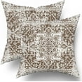 thumbnail image 2 of Brown Gray Ethnic Boho Throw Pillow Covers 16X16 Inch Set of 2 Bohemian Carpet Pattern Vintage Pillow Cases Grey Floral Pillow Cover Farmhouse Home Decor for Sofa Couch Porch Outdoor, 2 of 6