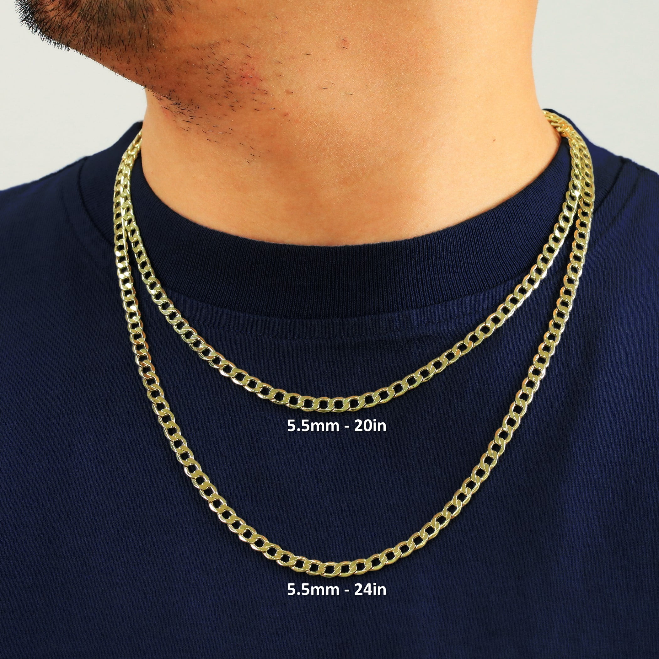 Nuragold 14k Real Yellow Gold Cuban Curb Link 5.5mm Chain Necklace (16"-30") Italian Jewelry for Men & Women