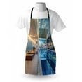 thumbnail image 3 of Spa Apron Indoor Swimming Pool with Relaxing Long Seats Calming Image Print, Unisex Kitchen Bib Apron with Adjustable Neck for Cooking Baking Gardening, Turquoise Pale Blue and White, by Ambesonne, 3 of 3