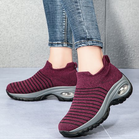 

XIAQUJ Women Ladies Mesh Breathable Wedges Sneaker Walking Round Toe Casual Shoes Women s Fashion Sneakers Purple 7.5(39)