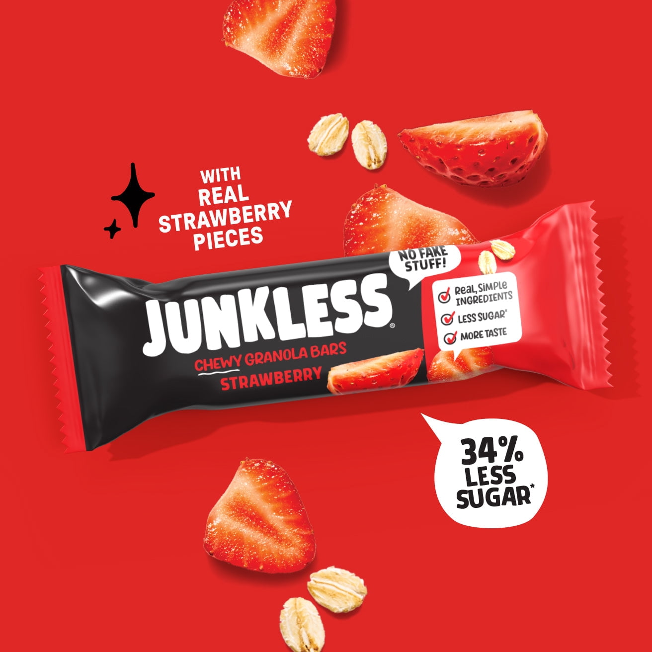 (Pack Of 8) Junkless Bar Granola Strawberries 6.6 Oz