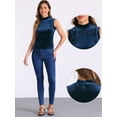 thumbnail image 2 of DARING DIVA Women Velvet Sleeveless Mock Neck Tank Tops Shirts M Deep Blue, 2 of 6