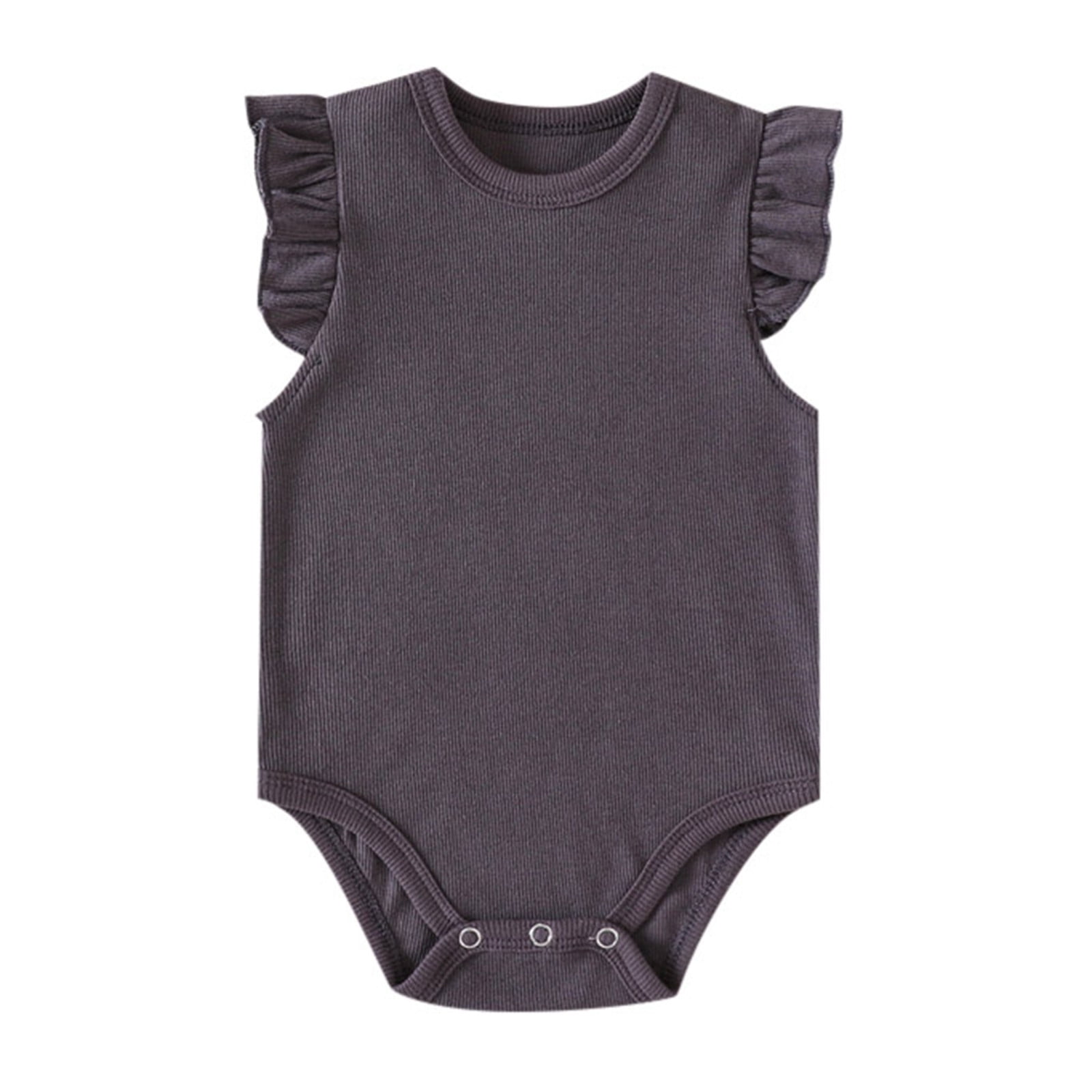 Big Kid Girl Clothing 8month Old Baby Girl Clothes Baby Girls Ruffle Short Sleeve Bodysuit Infant Solid Casual Plain Blouse Top Girls Clothes GY1 0 3
