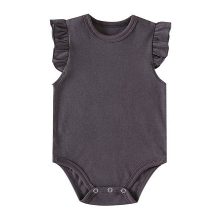 

Baby Girls Ruffle Short Sleeve Bodysuit Solid Casual Plain Blouse Top Romper Knitted Outfits Clothes Girl Onesies Newborn Onesies Boy Baby Boy Onesies 0-3 Months
