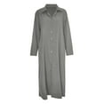 thumbnail image 4 of Baqcunre Fall Dresses For Women 2023 Women'S Casual Button Down Cotton Linen Long Shirt Dress With Pockets Women'S Casual Dresses Long Sleeve Dress For Women Grey Dress 3XL, 4 of 4