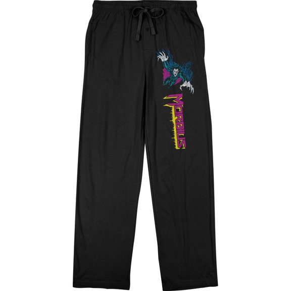 Morbius Comics Presents Moribus Comic And Logo Men's Black Sleep Pajama Pants-Medium