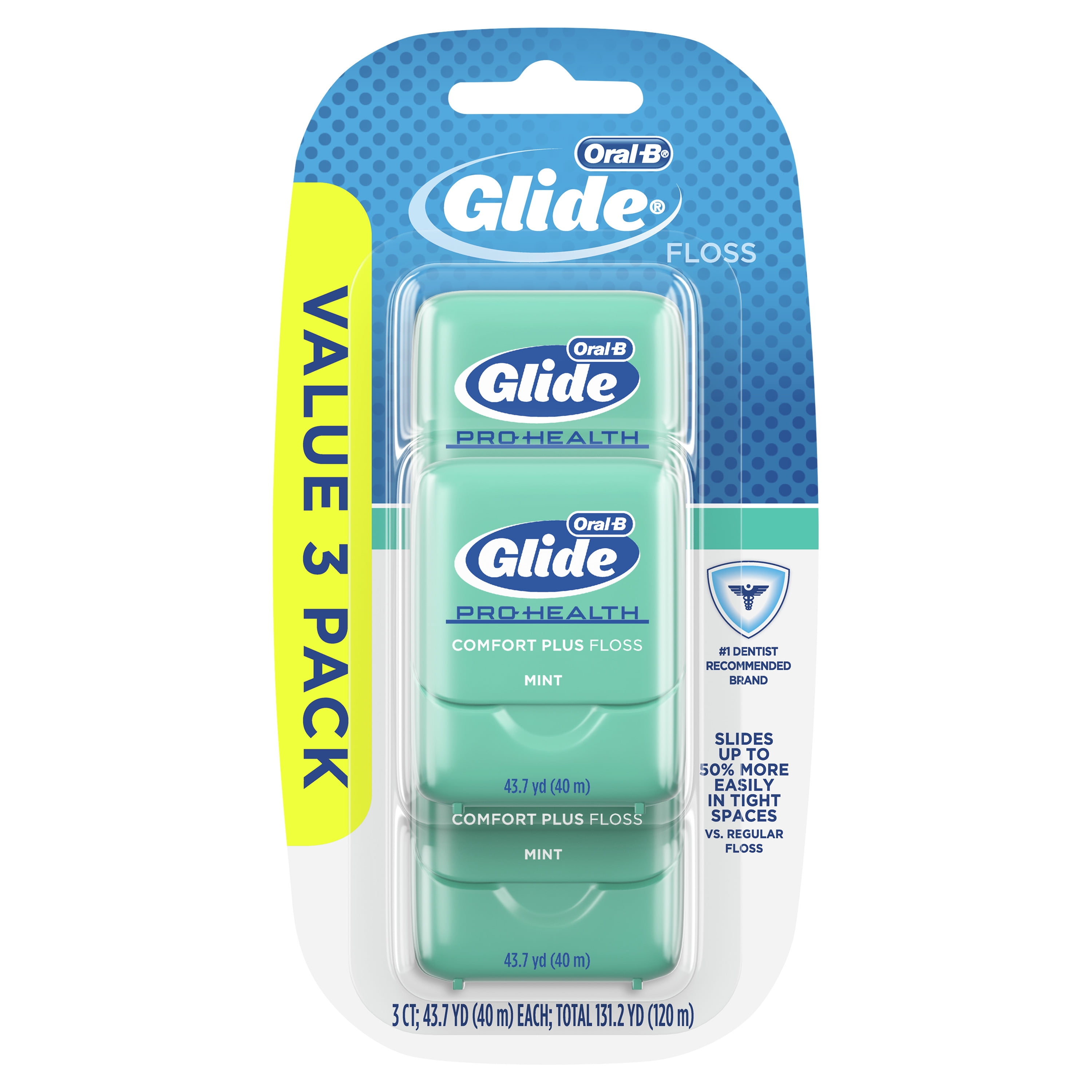 Oral-B Glide Pro-Health Comfort Plus Dental Floss, Extra Pack (40m Each) - Walmart.com