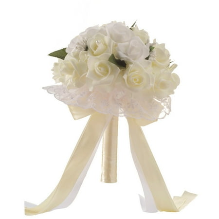 - Tuscom Crystal Roses Bridesmaid Wedding Bouquet Bridal Artificial Silk Flowers