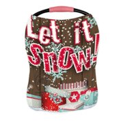 PKQWTM Let it snow red brown wooden giftboxes Nursing Cover Baby Breastfeeding Infant Feeding Cover Baby Car Seat Cover