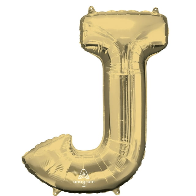 Enchanting 34" White Gold 'J' Letter Balloon - Superior Float Time, Perfect Party Charm!