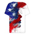 thumbnail image 4 of lcziwo Womens Independence Day Tops Three Quarter Sleeve Button Up T-shirt Patriotic Stars Print V Neck Tunic Tees Casual Trendy Summer 2025 Blouses Multicolor,XXXL, 4 of 5