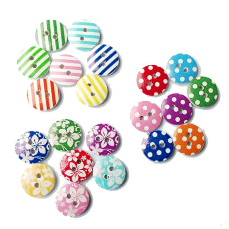  Buttons for Crafts 100pcs, 15mm Mixed Round Wooden