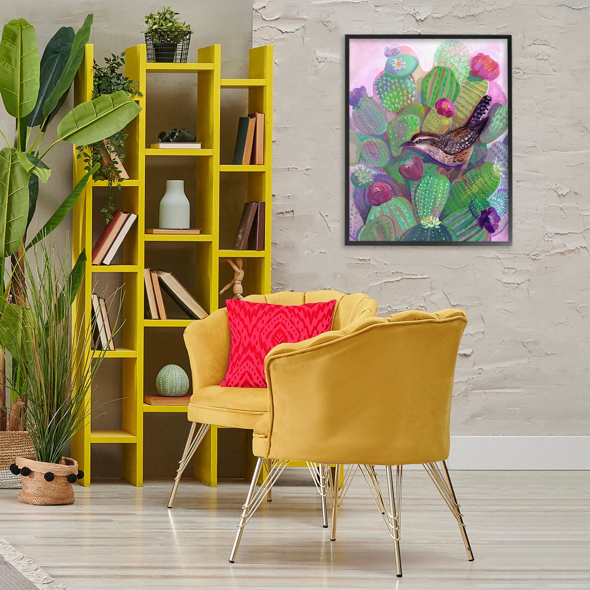 Desert Day Dream Bird Black Framed Giclee Art, design by Ashley Davis