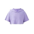 thumbnail image 3 of TTAO Kids Girls Hip Hop Dance Top Hooded Hoodie Short Sleeve Sweatshirts Lavender 10, 3 of 7