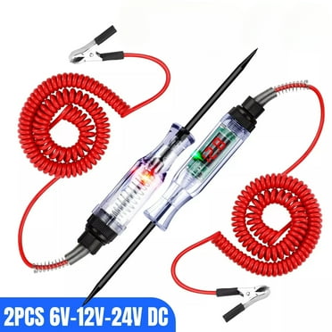 2PCS Heavy Duty Automotive Circuit Tester– Heavy Duty 6-24V Automotive Test Light with Piercing Probe, Spring Test Leads – Voltage Tester for Car, Truck, RV, and Vehicle Electrical Systems