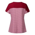 thumbnail image 4 of Odeerbi Summer Maternity Tops for Women 2025 Nursing Tops Pregnant Stripe Round Neck Short Sleeve Breastfeeding Blouse Red, 4 of 7