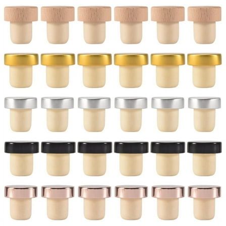 30PCS Wine Bottle Cork Stopper T Shaped Wine Stopper Tasting Cork Replacement Reusable Cork Glass Beer Bottle Sealing