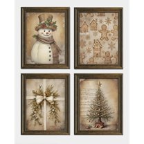 Hieng Vintage Christmas Wall Art Decor, Merry Christmas Santa Claus Wall Posters Prints Set of 4, Christmas Wall Decor Gifts for Winter Holiday Living Room Bedroom Kitchen (Unframed)