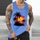 thumbnail image 2 of Camisetas de Tanque de los Hombres Tanque de los Hombres Incolor Gradiente de Impresión Cuello Redondo Correa Delgada Fuga Atrás Regular Casual Deportes Blusas de Tanque, 2 of 5