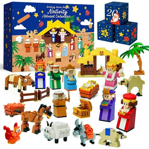 Nativity Advent Calendar 2025 Kids – 24 Days Building Blocks Kits Christmas Gifts Countdown Calendar Set, Stocking Stuffer Holiday Building Toys for Boys, Girls, Teens & Adults Ages 6 