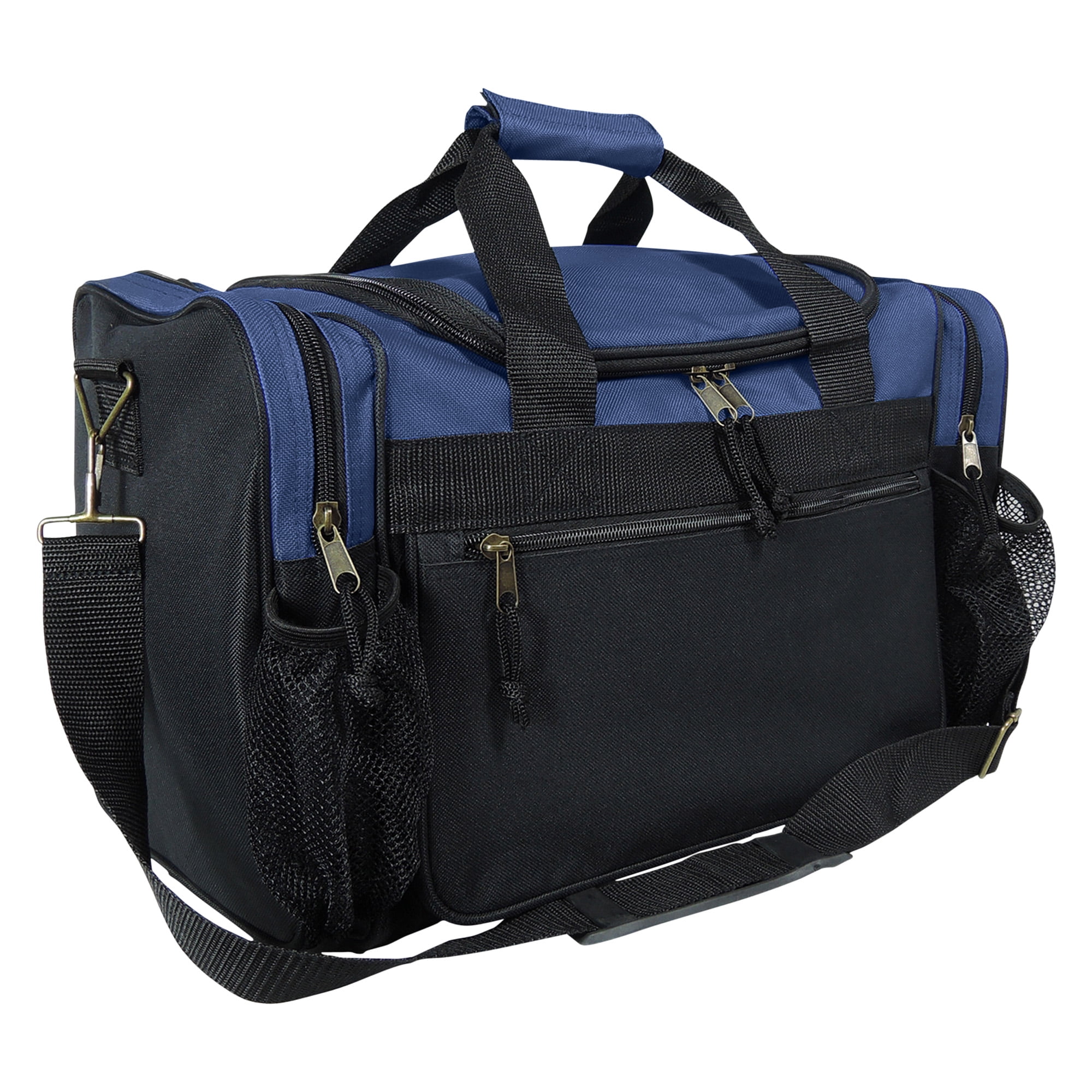 DALIX 17" Duffle Travel Bag with Water Bottle Mesh Pockets in Navy Blue