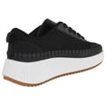thumbnail image 3 of La Sheelah Women Knitted Low Top Patchwork Fashion Sneaker Casual Lace-Up Comfort Walking Shoes Lightweight Platform Sole Trendy Woven Design TIMELESS-12 Black White 7.5, 3 of 5