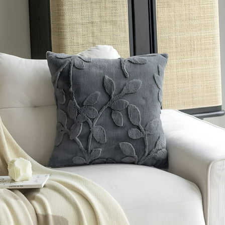 AUQ Decorative Throw Pillow,18x18" Plush Jacquard Accent Pillow for Sofa & Living Room,Dark Gray