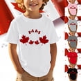 thumbnail image 2 of T-shirt Garçon Canada Drapeau de la Fête du Canada Feuille d'Érable Imprimée Col Rond Manches Courtes Tee Enfants Fête de l'Indépendance Canadienne Imprimé Graphique Décontracté Stylé Patriotique Haut de Festival de la Fête du Canada pour Filles, 2 of 5