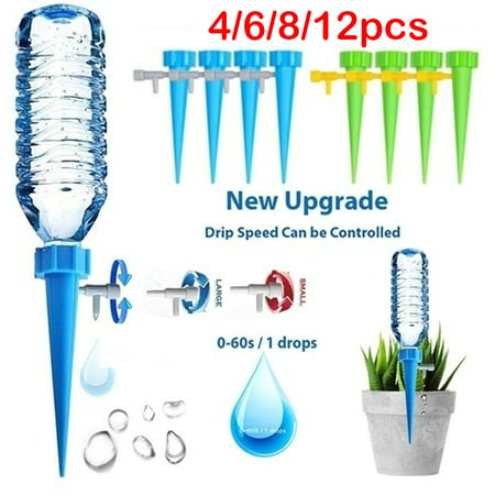 4/6/8/12Pcs Automatic Garden Cone Watering Spike Water Control Drip Cone Spike Flower Plant Waterers Bottle Irrigation System Care Your Flowers 4pcs