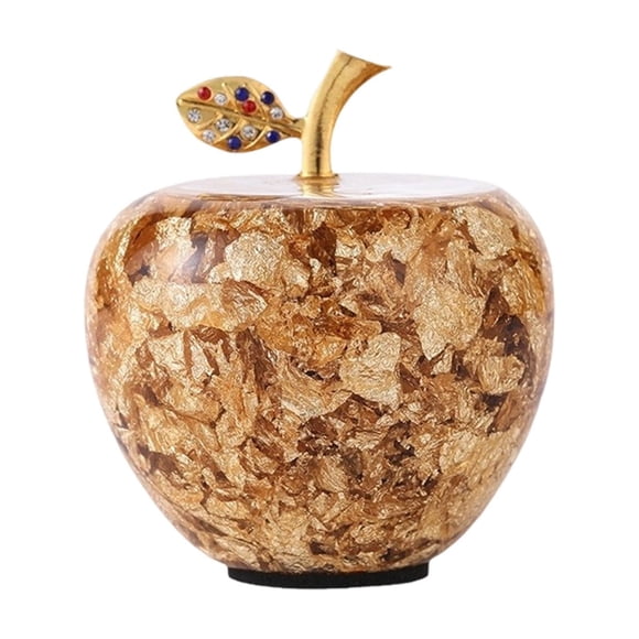 SIYTUAU Crystal Apple Ornament With Gold Foil Christmas Eve Gift Home Decor Collectible Figurine For Tabletop Display