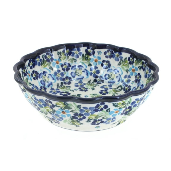 Blue Rose Polish Pottery Vintage Violet Medium Scallop Serving Dish