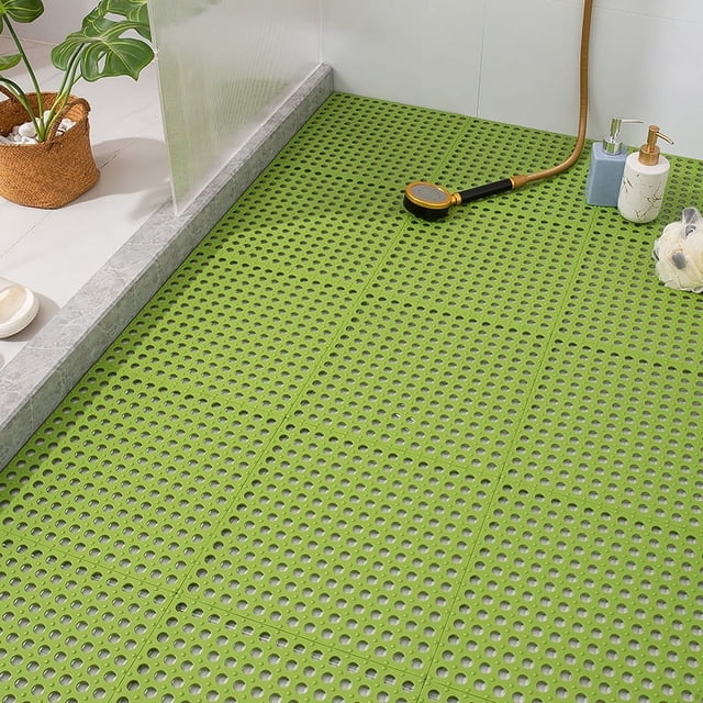 Alfombrilla antideslizante para baño, alfombrilla para ducha, alfombrilla para suelo totalmente extendida, hueca, sin fugas de olores, alfombrilla antideslizante para suelo con empalmes