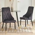 thumbnail image 2 of NORDICANA 5 Pieces Kitchen Table Set for 4, Grey Glass Dining Table Set, 51" Oblong Dinner Table and 4 PCS Dining Chairs Upholstered Velvet Accent Chairs with Metal Legs for Home, Kitchen, 2 of 8