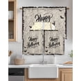 thumbnail image 2 of Happy Halloween Kitchen Curtains Swag Valance and Tier Curtains Set 36 Inch Length, Beige Retro Farmhouse Horror Bats Cobweb Rod Pocket Drape Panels Pair Swag Curtains for Bathroom/Cafe/Window, 2 of 6