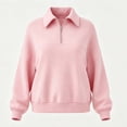 thumbnail image 4 of ZVAVZ Quarter Zip Sweatshirt for Women Lightweight Plus Size Long Sleeve Sweatshirts Fall Winter Fashion Comfy Mock Neck Pullovers Pink L, 4 of 4