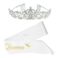 thumbnail image 4 of LOLIPPYY 2Pcs Prom Queen Sash and Crystal Rhinestones Set Wedding Party Headdress, 4 of 7