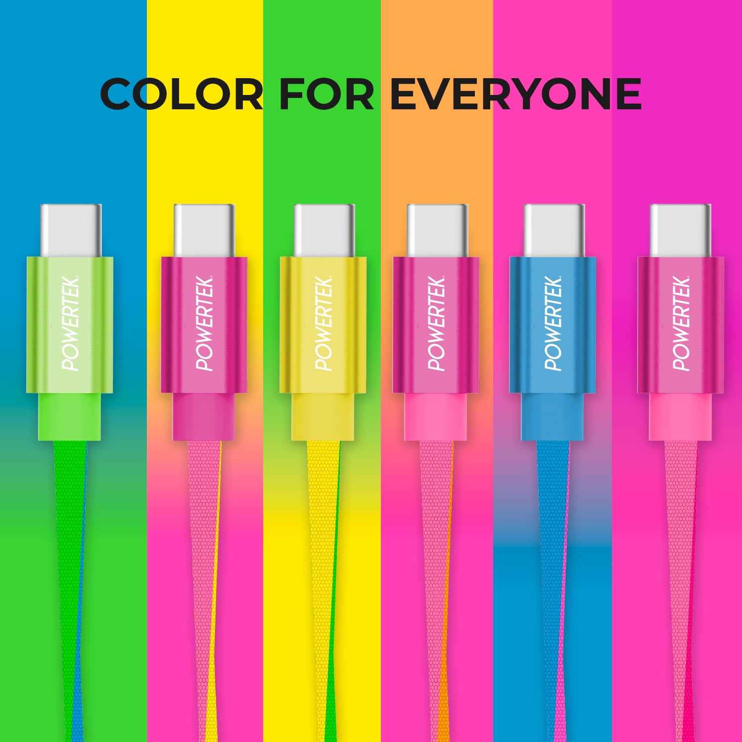 Liquipel Powertek 6' USB-C to USB-C Cable, Orange and Pink