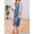 thumbnail image 6 of KISSGAL Women Nightgowns Long Sleeve Sleepshirts Pleated Long Nightdress V Neck Curved Hem Night Gown Sleepwear with Pockets, 6 of 7