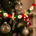 thumbnail image 4 of Homellea Lighted Christmas Garland with Candy Cane Shapes, Pom Pom Beads and Lights, Battery Operated Hanging Banner for Tree, Mantel, Window and Seasonal Party Decor, 118.11 Inch, 4 of 6